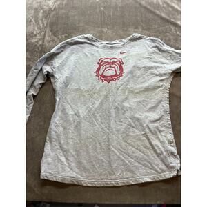 WOMEN'S GEORGIA BULLDOGS NIKE LONG‎ SLEEVE CROPPED TEE- Gray- LARGE Dawgs
